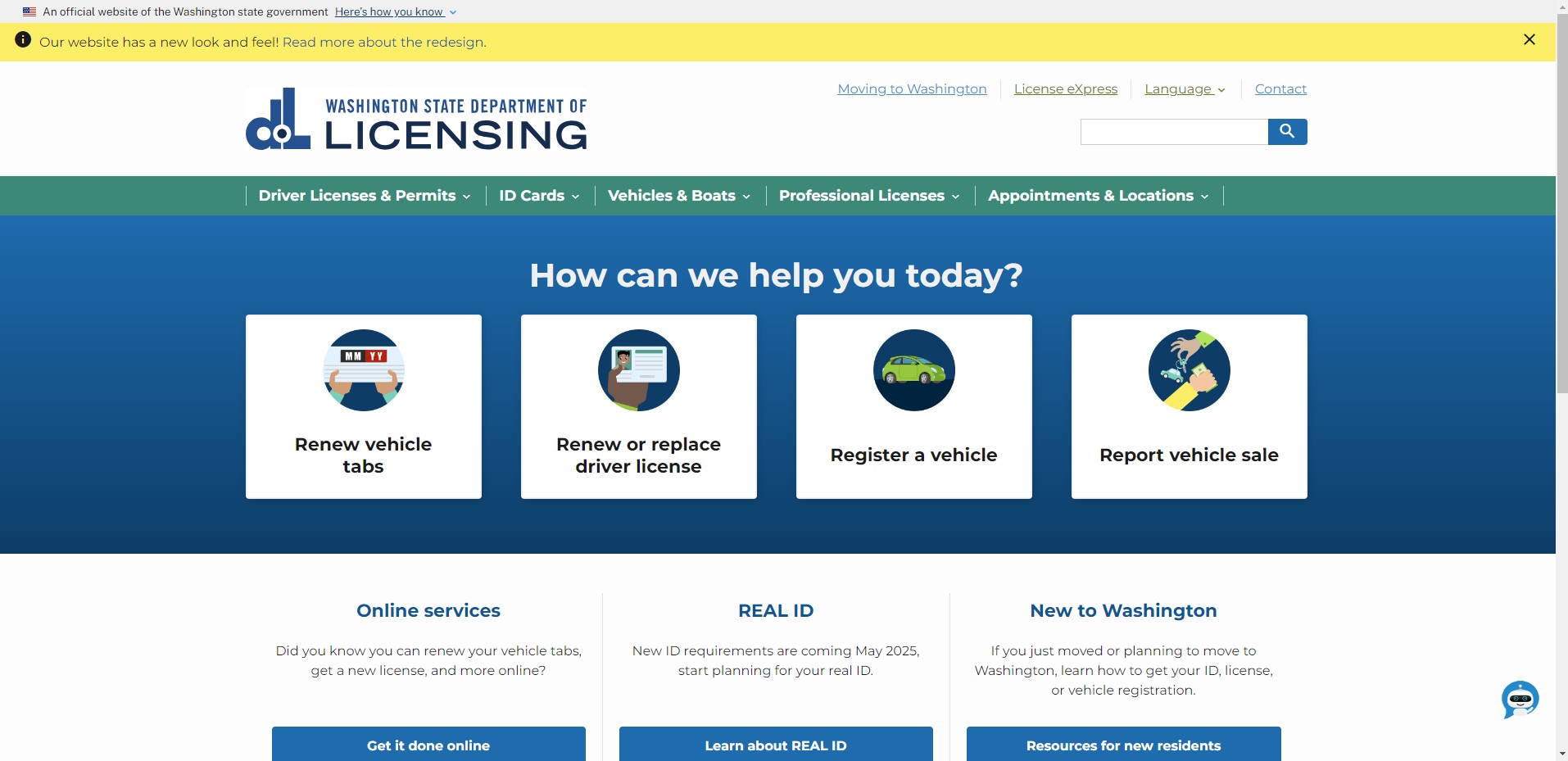 Department of Licensing website has a new look